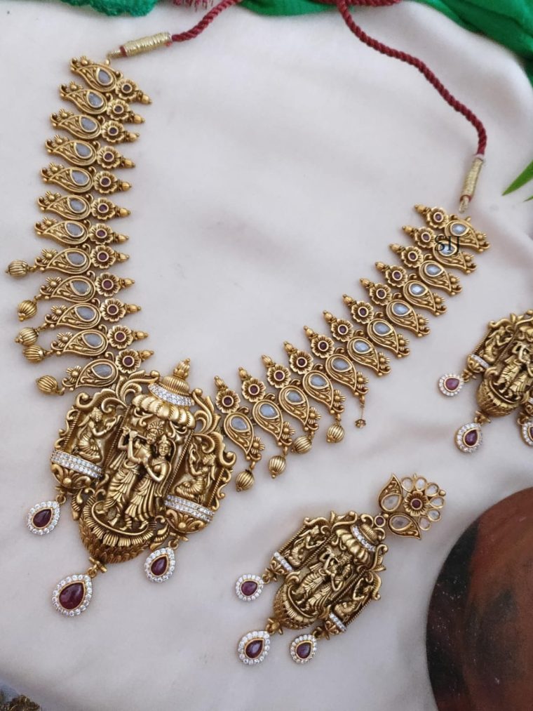 Gold Plated Radha Krishna Necklace