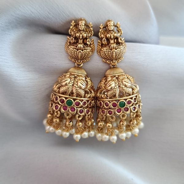 Traditional Lakshmi and Twin Peacock Jhumkas