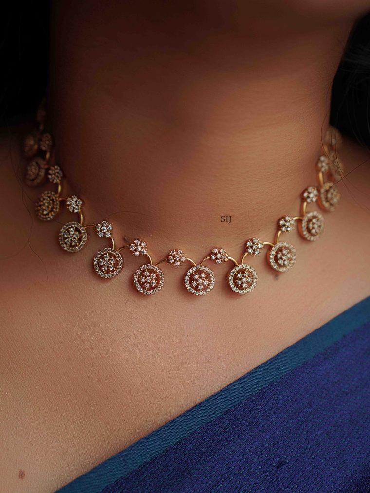 Imitation AD Stones Round Design Flower Necklace