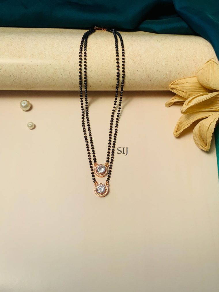 Traditional RoseGold Plated Solitaire Diamond Mangalsutra