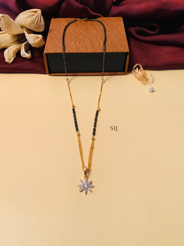 Traditional Gold Plated Solitaire Black Beaded Diamond Mangalsutra