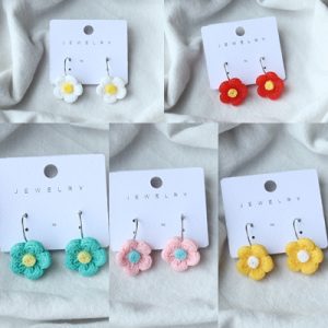 Artificial Flower Design Hoops Earrings