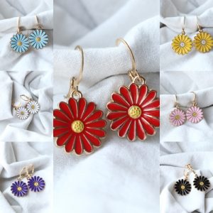 Gold Finish Floral Drop Earrings