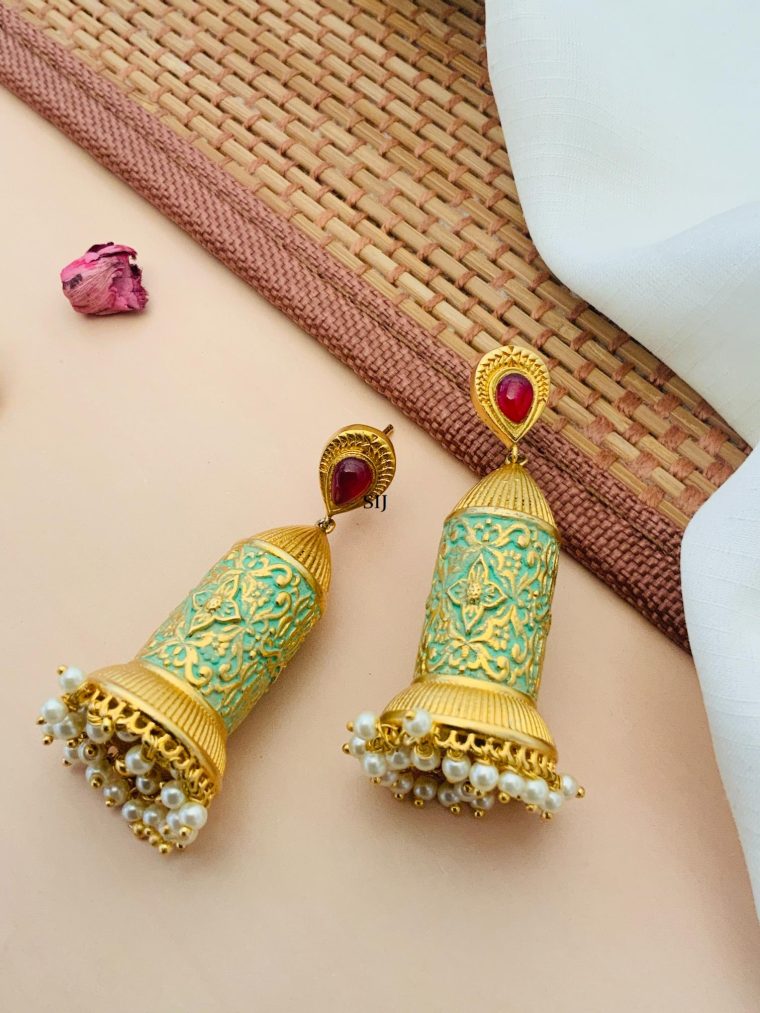 Gold Plated Pearl Drop Jhumkas