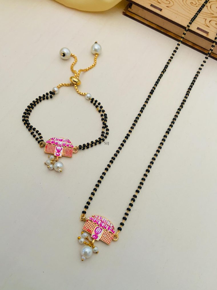 Imitation Hand Paint Meenakari Mangalsutra Combo Set