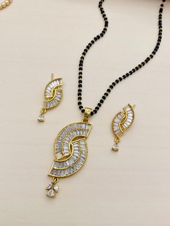 Imitation Single Layer Gold Finish AD Mangalsutra