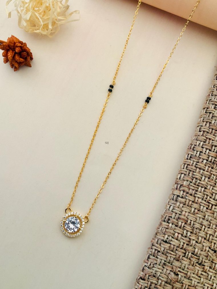 Imitation Single Layer Gold Finish Diamond Mangalsutra