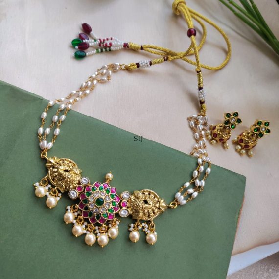 Jadau Kundan Naskhi Work Peacock Choker