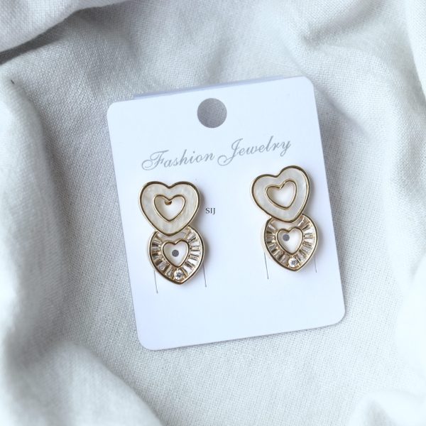 Matte Finish Double Heart Earrings