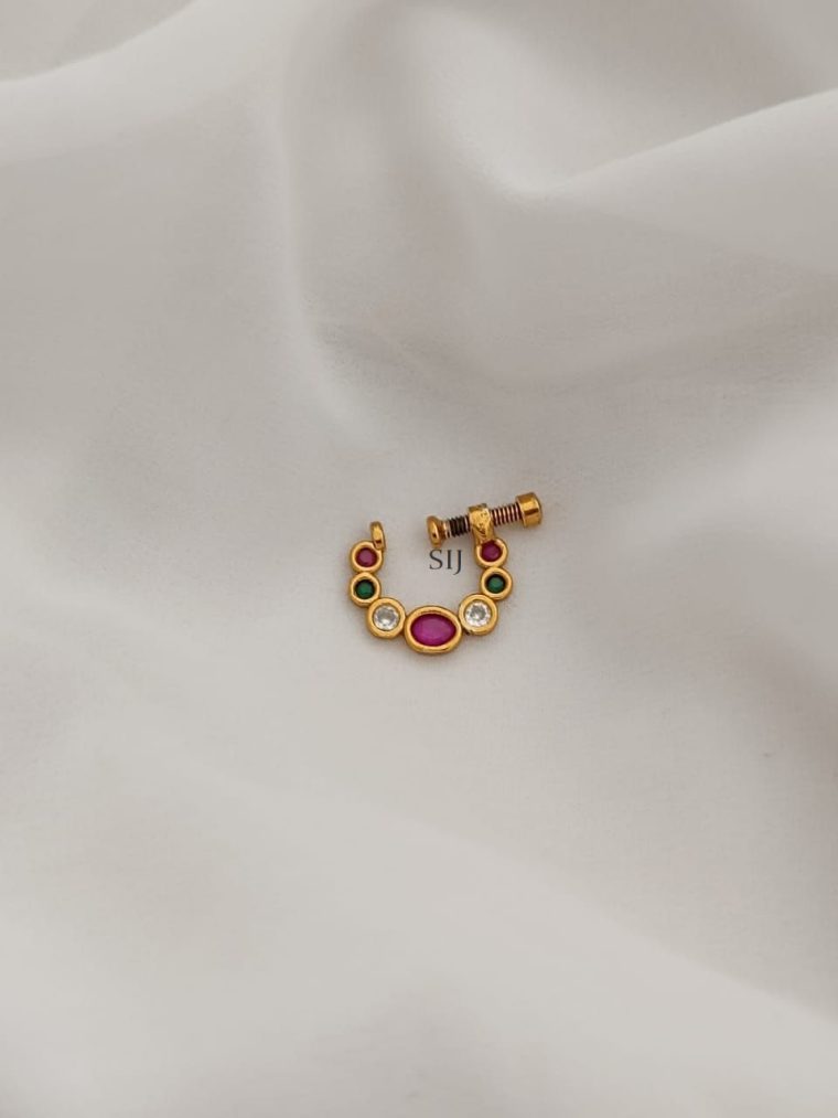 Round Shape Multicolor Stones Nose Pin