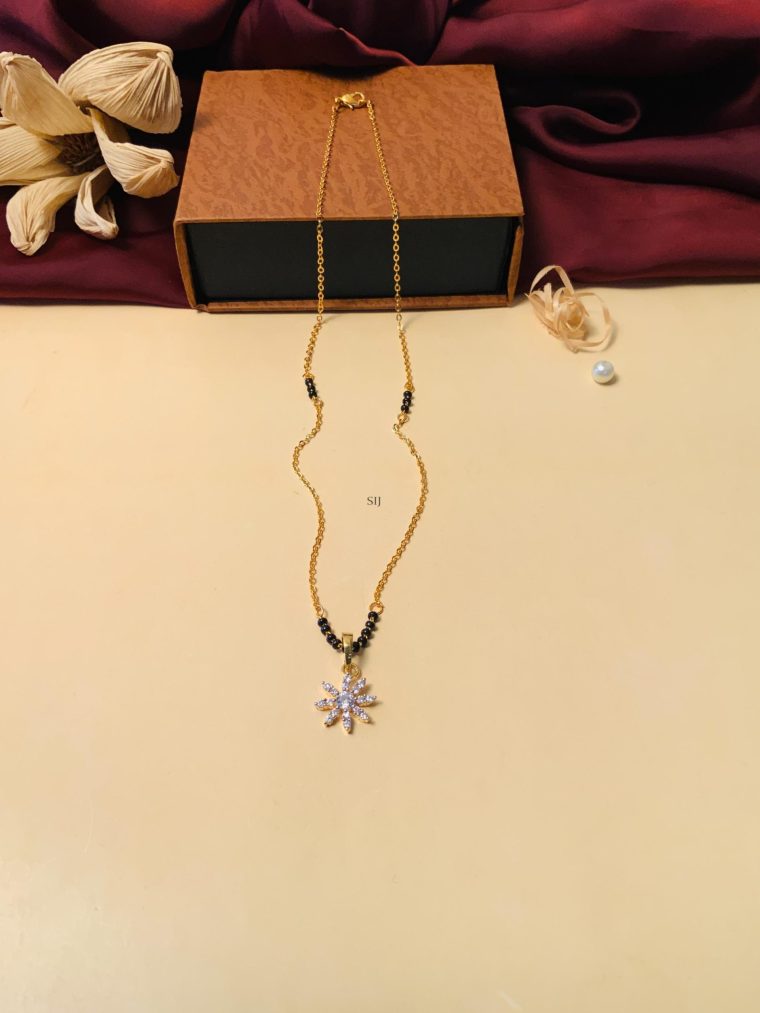 Star Design Gold Plated Solitaire Diamond Mangalsutra