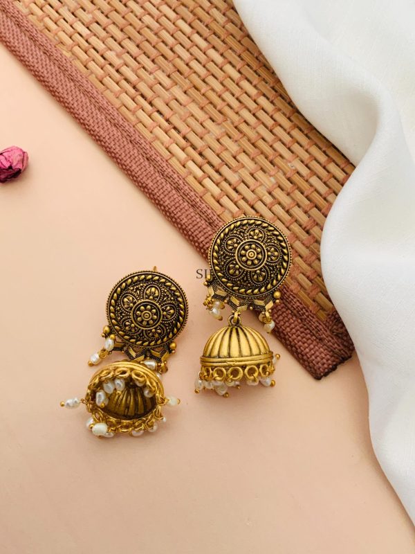 Antique Gold Plated Jhumkas