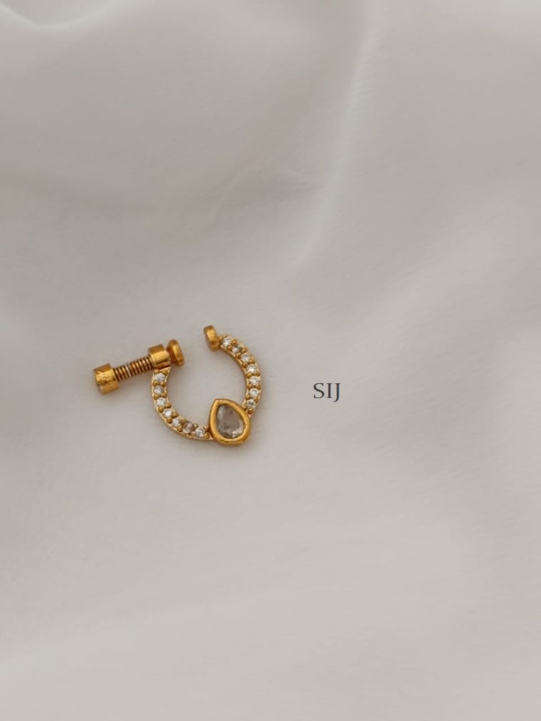 Artificial White Stones Ring Type Nose Pin