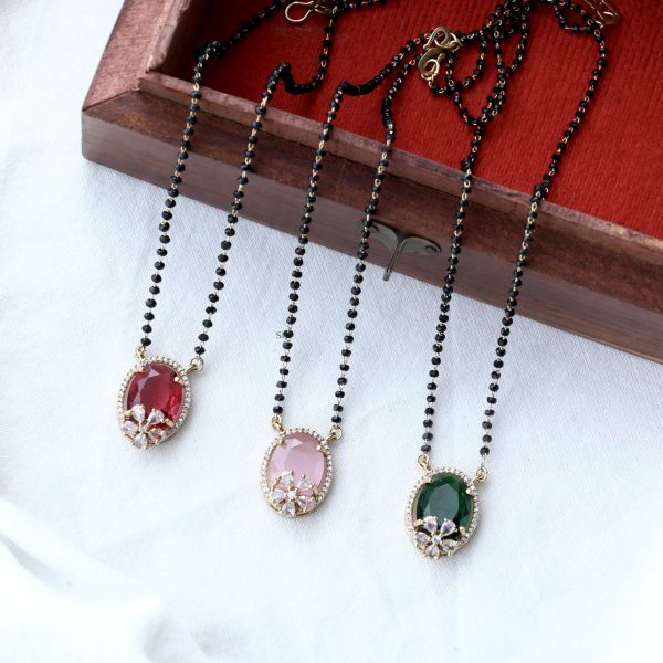 Imitation Single Layer Color Stone Mangalsutra