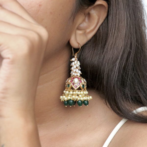 Pearl Cluster Tassel Jhumkas