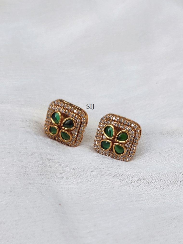 Antique Flower Green Kemp Earrings