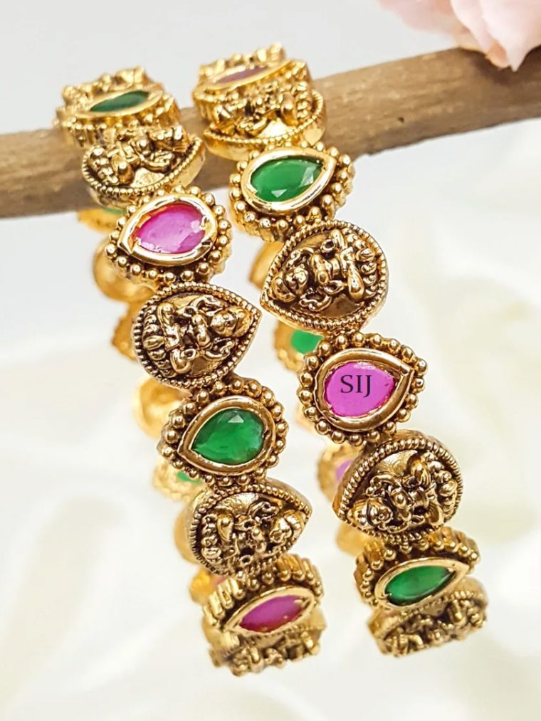 Traditional Lakshmi Drop Design Stone Bangles