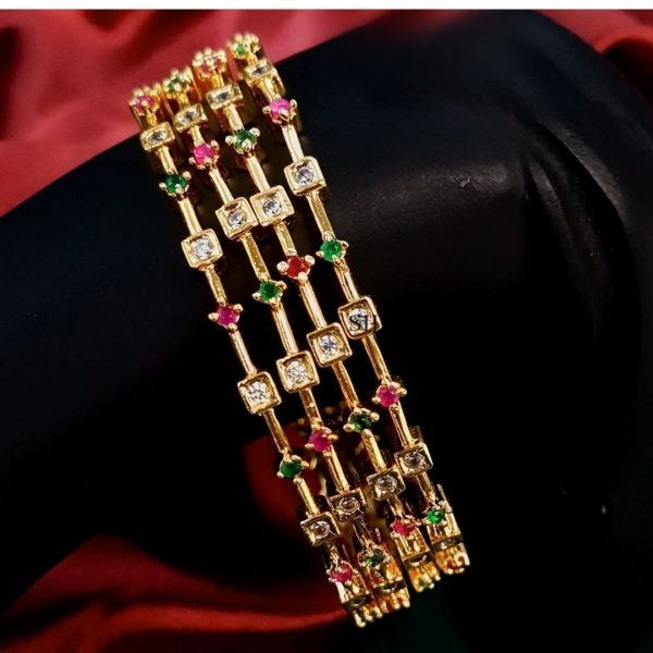 Traditional Gold Alike AD Stone Bangles