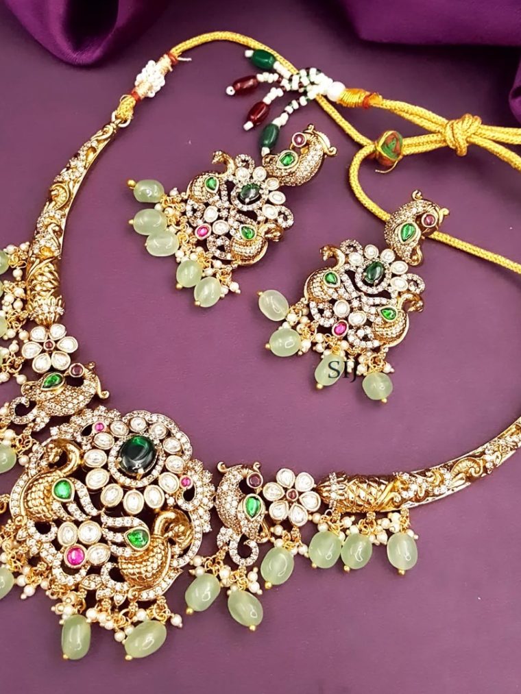 Peacock Design South Indian Traditional Victorian Necklace Set