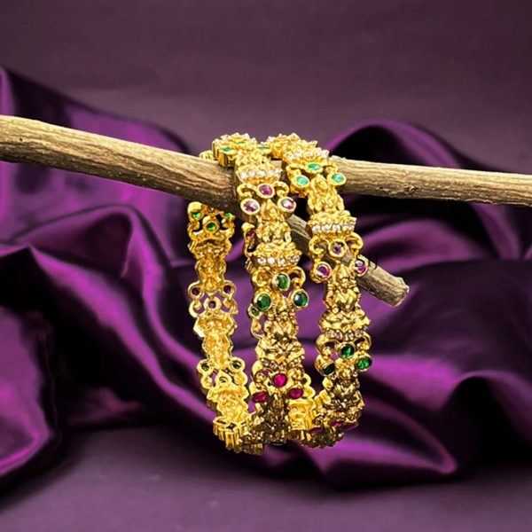 Traditional Gold Lakshmi Stone Bangles