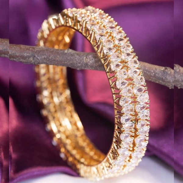 Gold Deep Set AD Stone Bangles