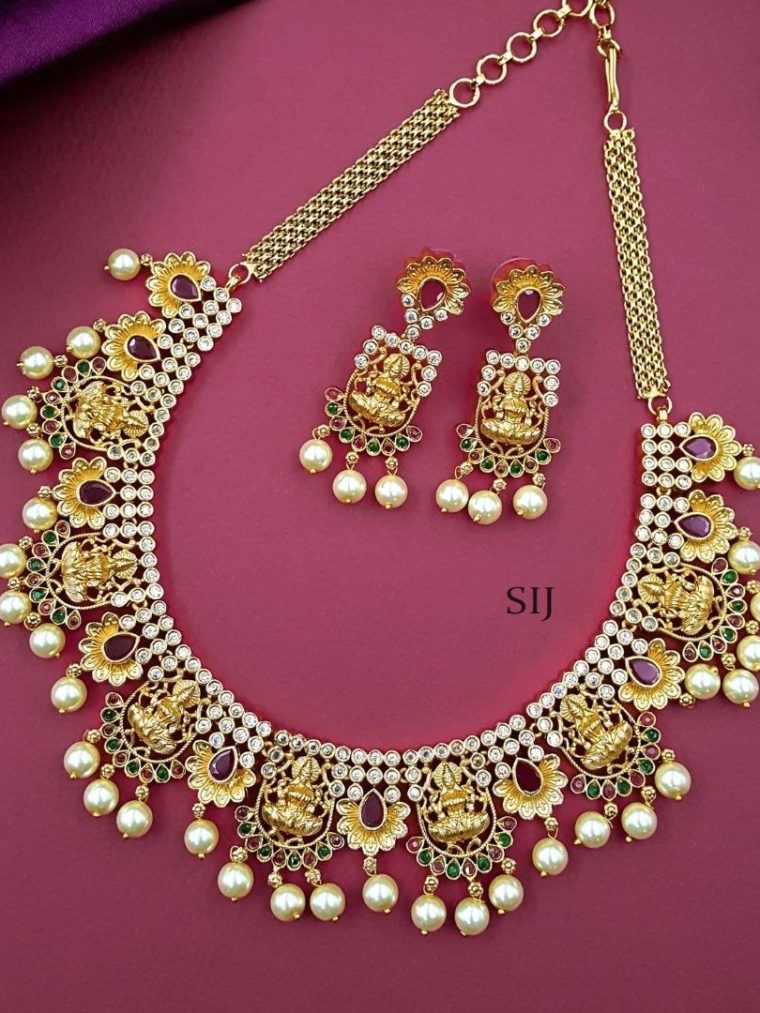 Matte Lakshmi AD Stones Necklace