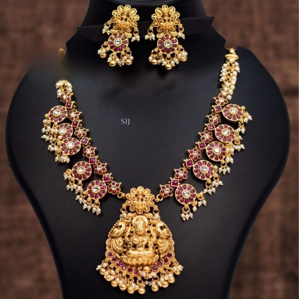 Gold Plated Kemp Lakshmi Guttapusalu Necklace