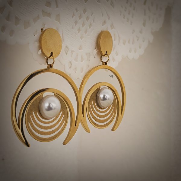 One Gram Gold Half Moon Design Hanging Earrings