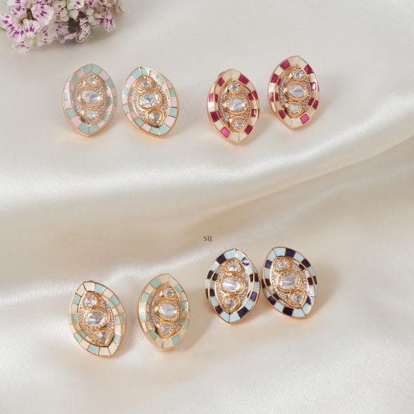 Artificial Kundan Enamel Ear Studs