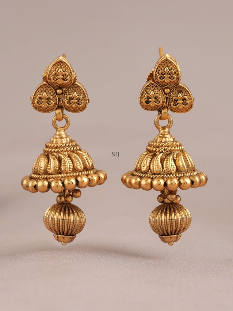 Antique Gold Plated Plain Jhumka