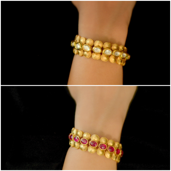 Artificial AD Studded And Ruby Stone Bracelet