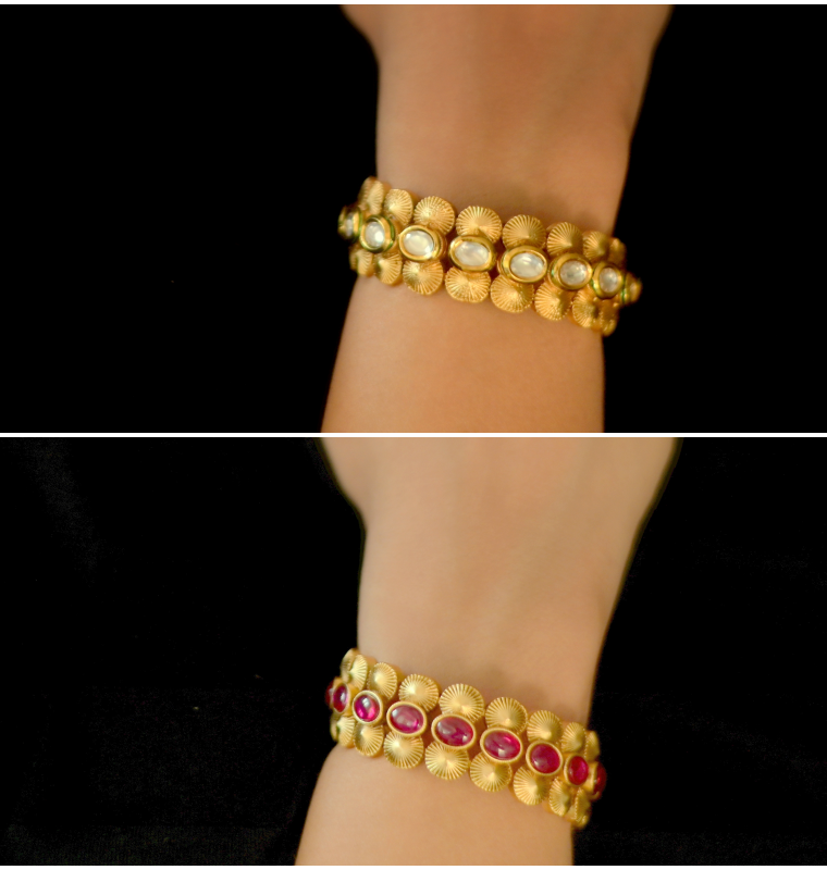 Artificial AD Studded And Ruby Stone Bracelet