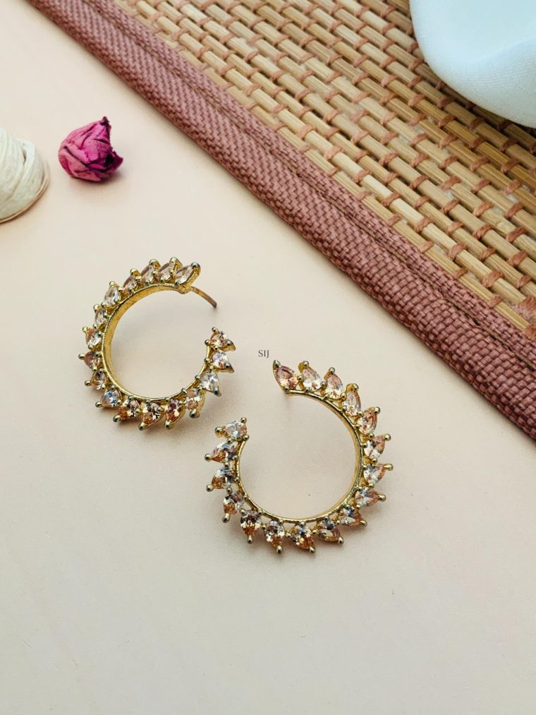 Artificial White Stone Hoop Design Earrings