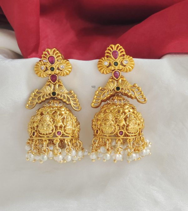 Traditional Lakshmi Jhumkas with Pearl Hangings