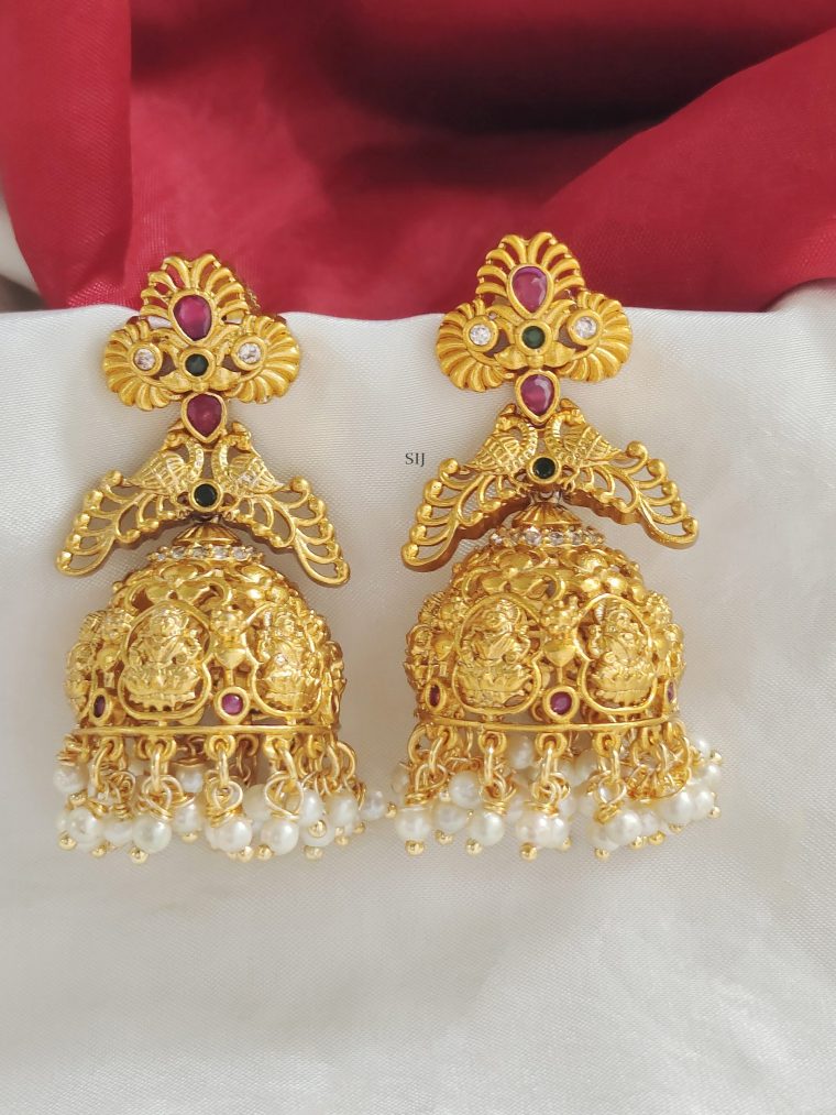 Traditional Lakshmi Jhumkas with Pearl Hangings