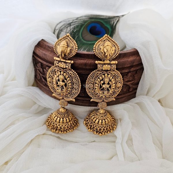 Elephant &Lakshmi Design Jhumkas