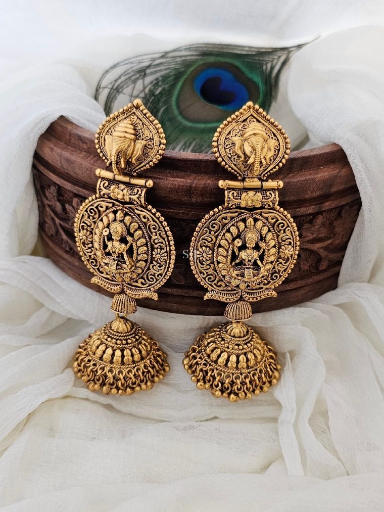 Elephant &Lakshmi Design Jhumkas