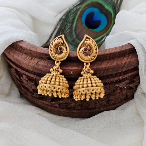 Gold Finish Peacock Design Jhumkas