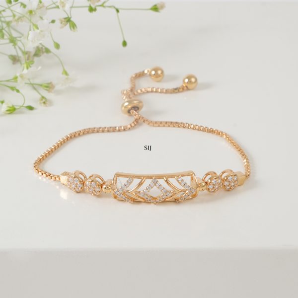 Gold Plated Flower Design CZ Bracelet