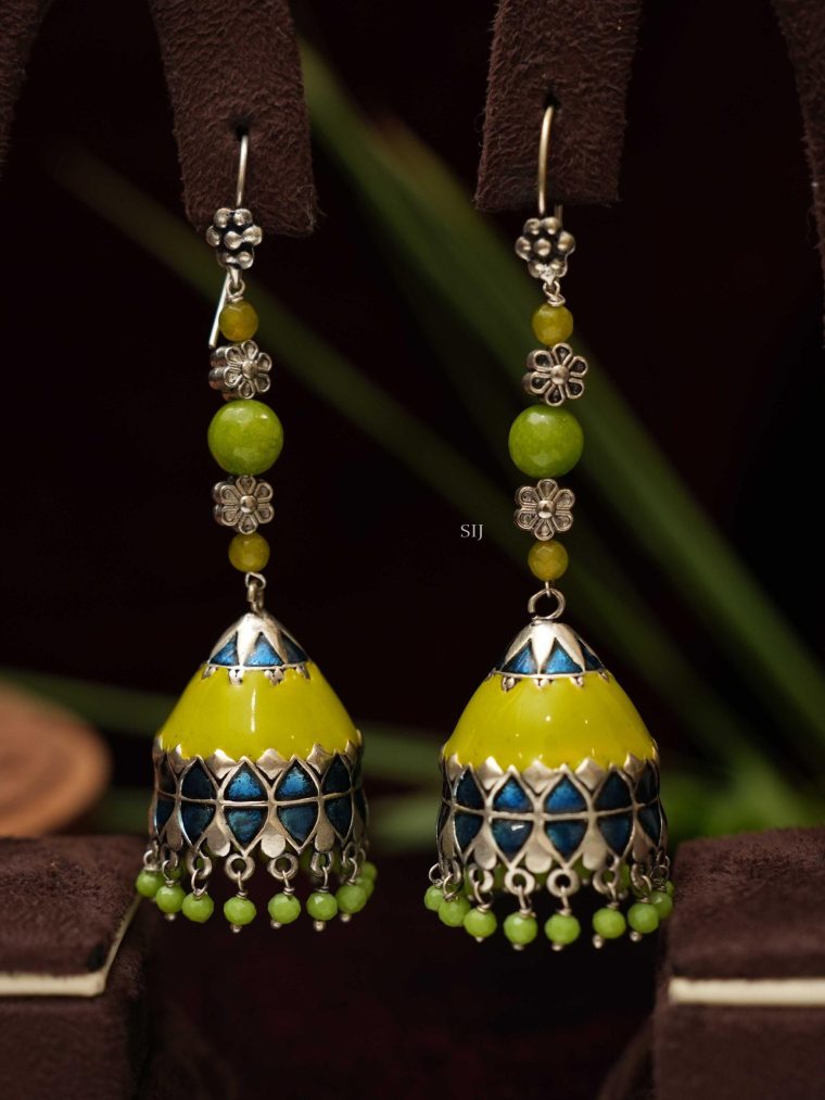 Artificial Pastel Green Oxidized Hoop Jhumkas