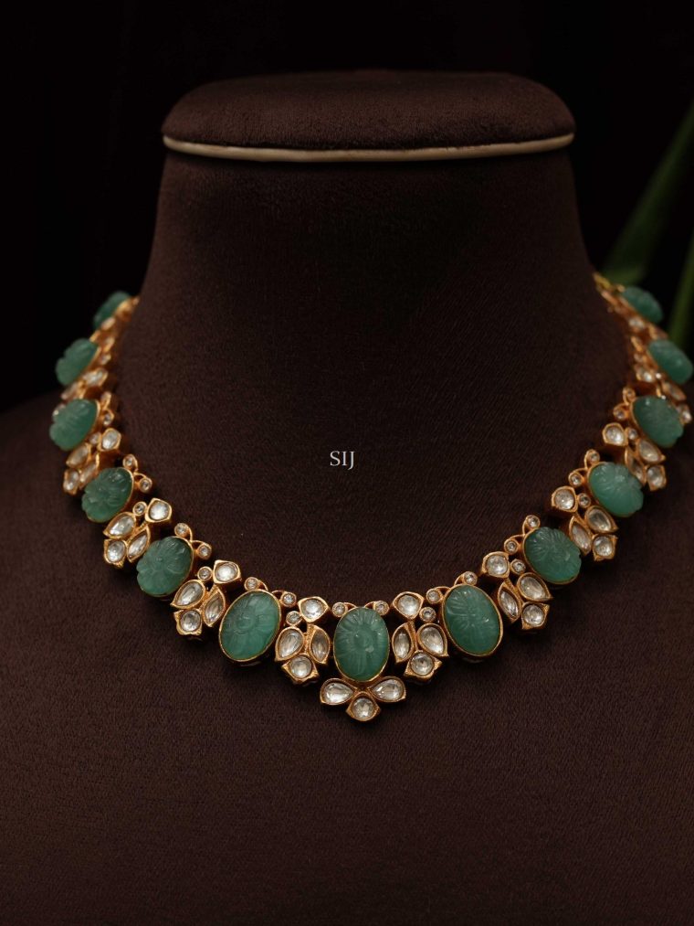 Imitation Green Stone Polki Necklace