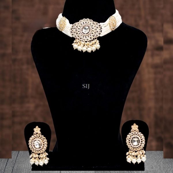 Imitation Kundan White Micro Beads Choker