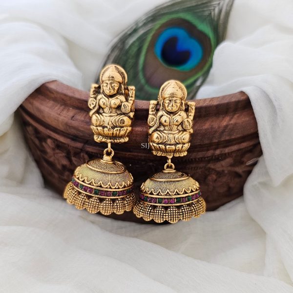 Matte Finish Lakshmi Design Jhumkas