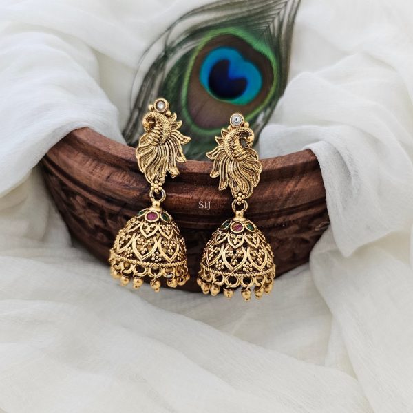 Multicolor Stone Peacock Design Jhumkas