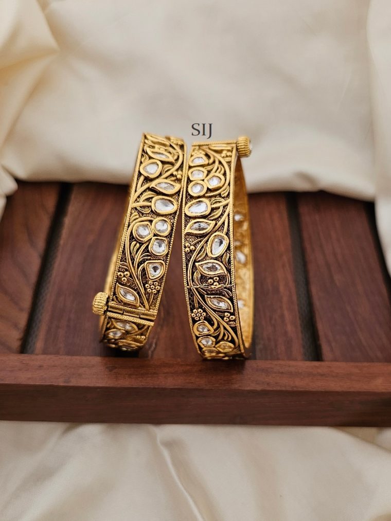 Gold Plated Kundan Bangles