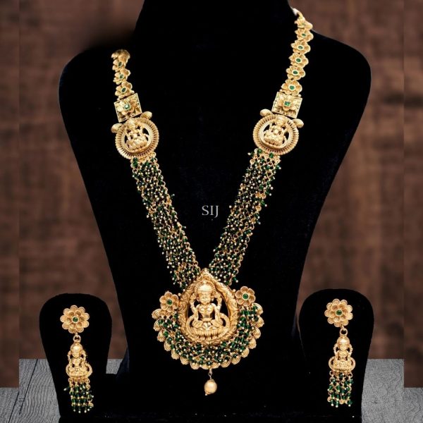 Traditional Green Beads Lakshmi Haram