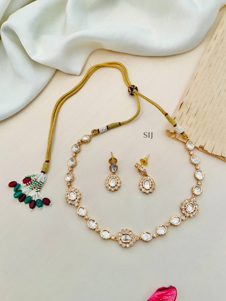 Gold Plated Polki Stones Necklace