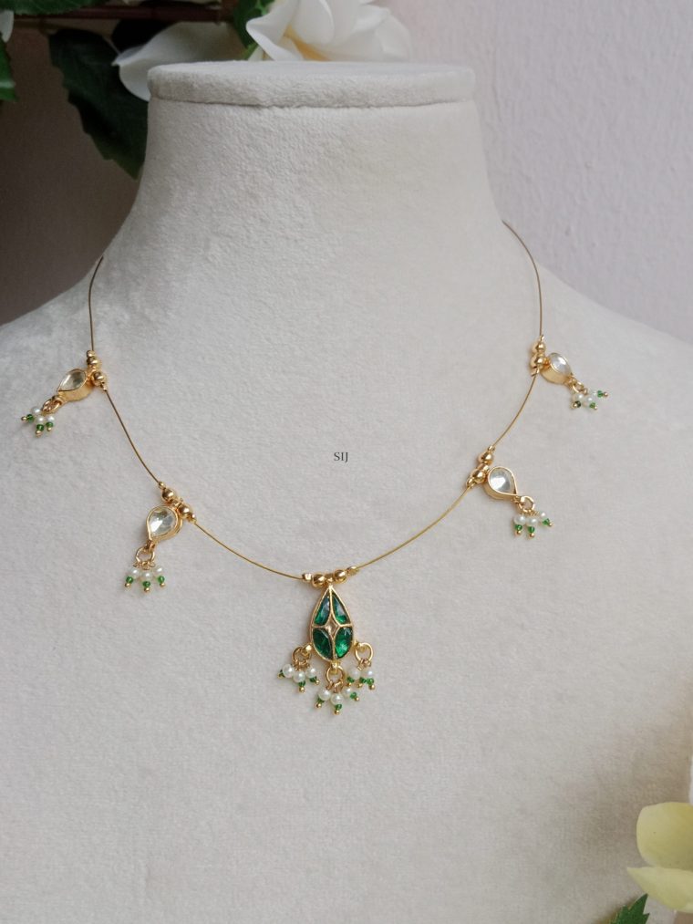 One Gram Gold Necklace with Jadau Kundan Pendant