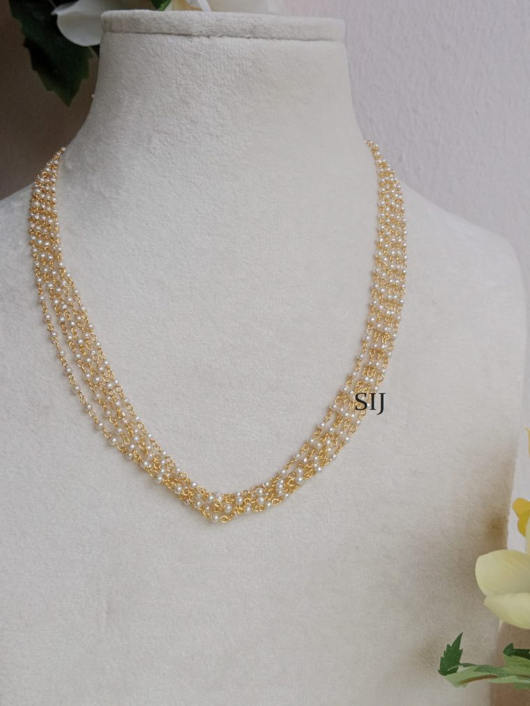 Imitation 5 Layer Short Pearl Chain