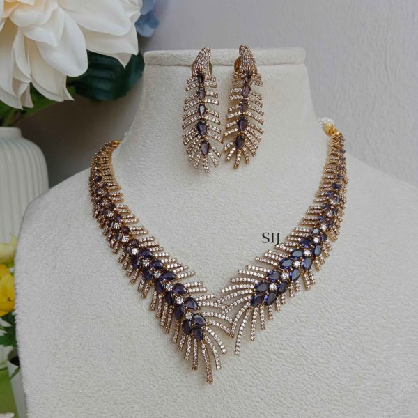 Imitation Purple AD Stone Necklace Set